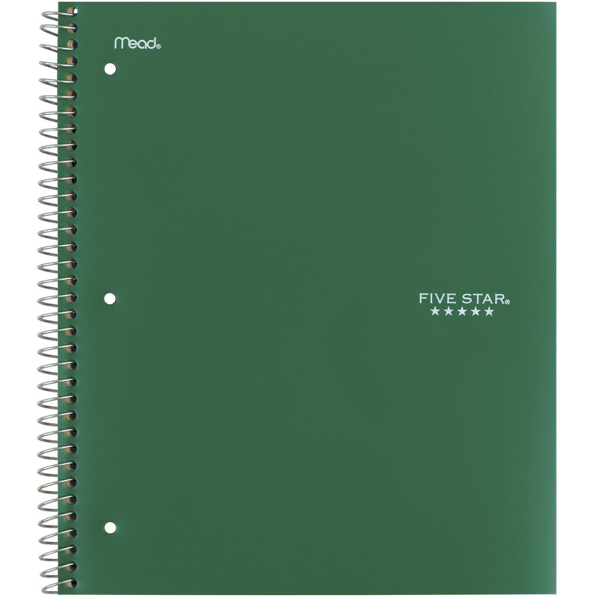Five Star Spiral Notebook + Study App, 5 Subject, College Ruled Paper, Fights Ink Bleed, Water Resistant Cover, 8-1/2" x 11", 200 Sheets, Green (72079)-UPStoxs