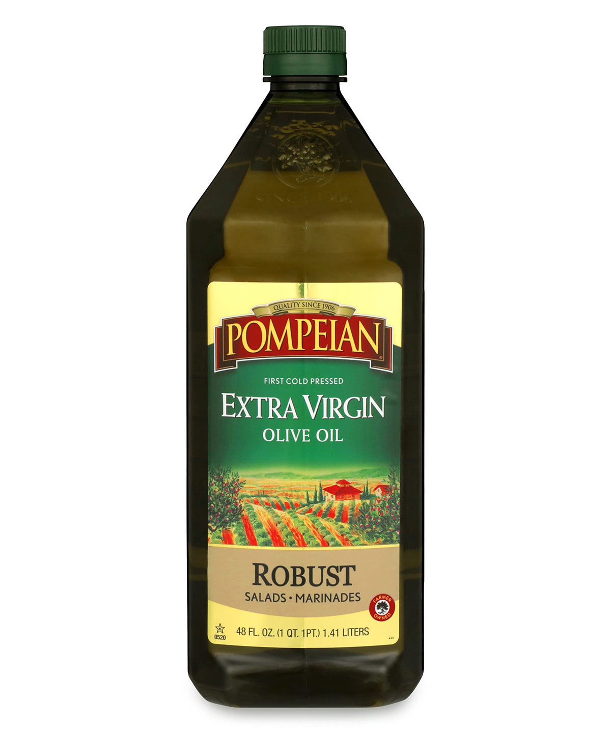 Pompeian Robust Extra Virgin Olive Oil, First Cold Pressed, Full-Bodied Flavor, Perfect for Salad Dressings & Marinades, 48 FL. OZ.-UPStoxs